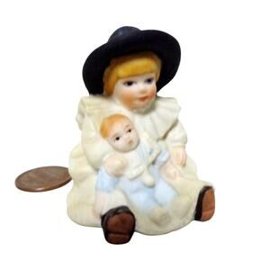 Jan Hagara Porcelain SHARICE & LEE FIGURINE Victorian Girl & Baby Doll Topper